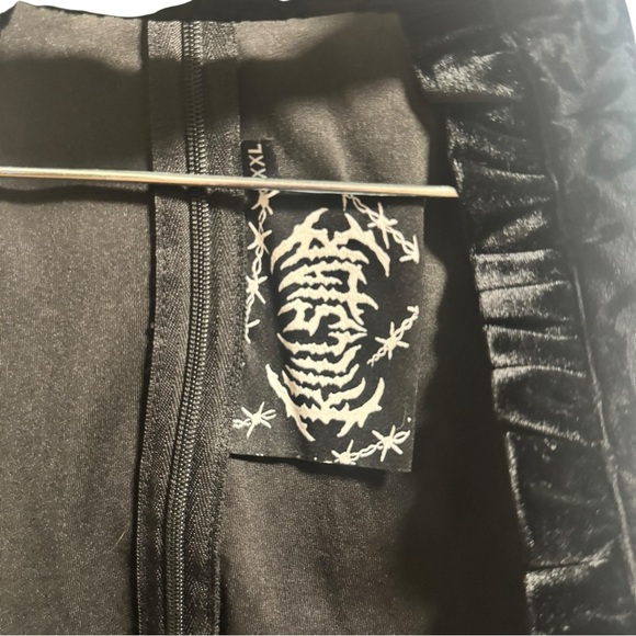 Killstar Gothic Black Velvet Damask Halter Dress Lace Up Corset Tulle Hem XXL - Picture 13 of 16